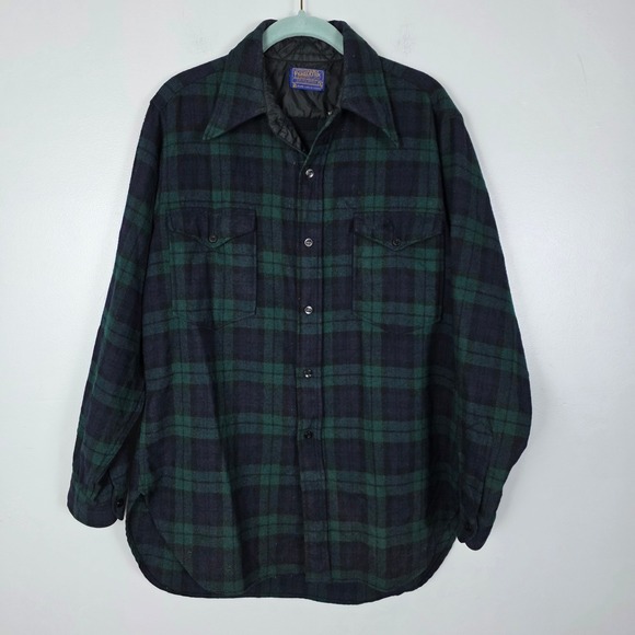 Pendleton Black Watch Tartan Wool Shirt Jacket Mens Plaid Flannel Lined - Picture 1 of 6